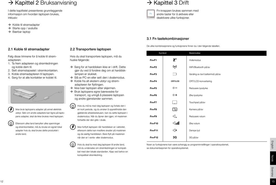 1 Koble til strømadapter Følg disse trinnene for å koble til strømadapteren: 1. Ta frem adapteren og strømledningen og koble dem til. 2. Sett strømstøpselet i strømkontakten. 3.