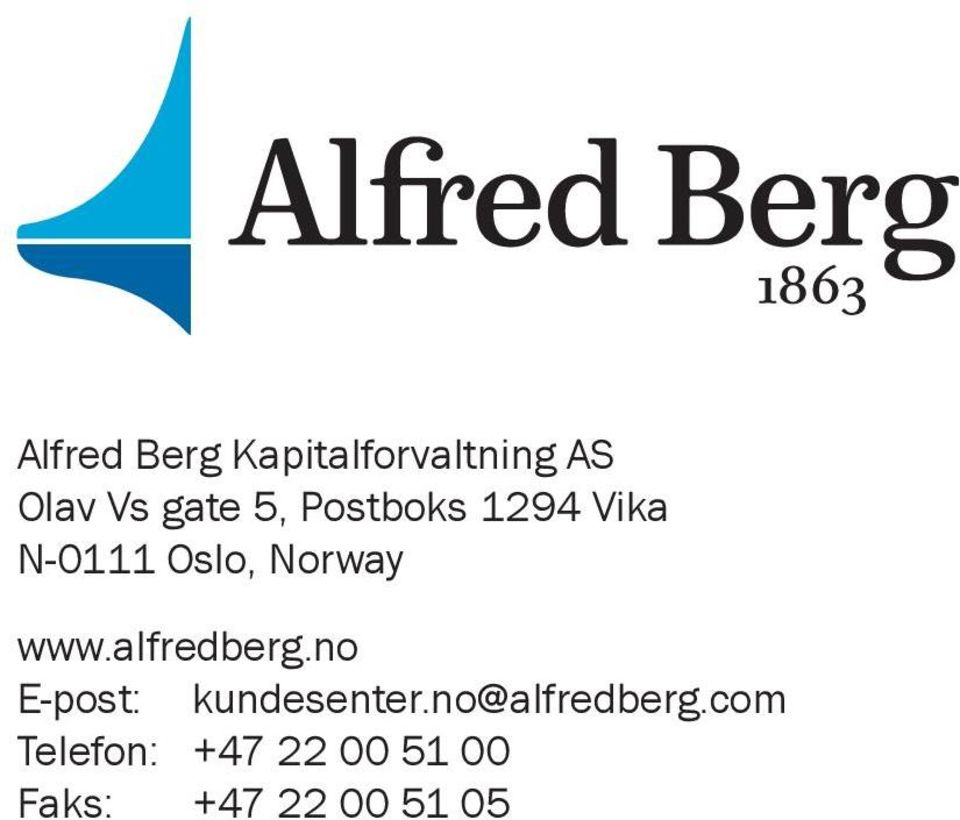 alfredberg.no E-post: kundesenter.no@alfredberg.