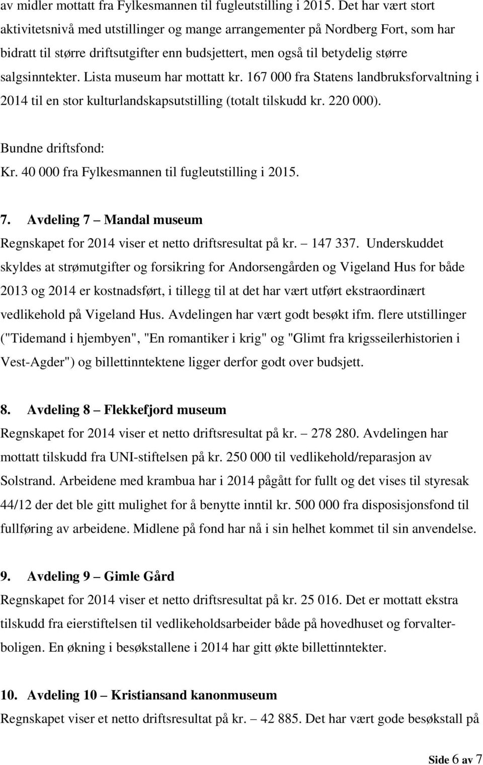 Lista museum har mottatt kr. 167 000 fra Statens landbruksforvaltning i 2014 til en stor kulturlandskapsutstilling (totalt tilskudd kr. 220 000). Kr.