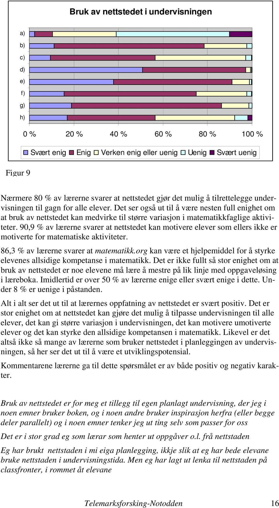 Det ser også ut til å være nesten full enighet om at bruk av nettstedet kan medvirke til større variasjon i matematikkfaglige aktiviteter.