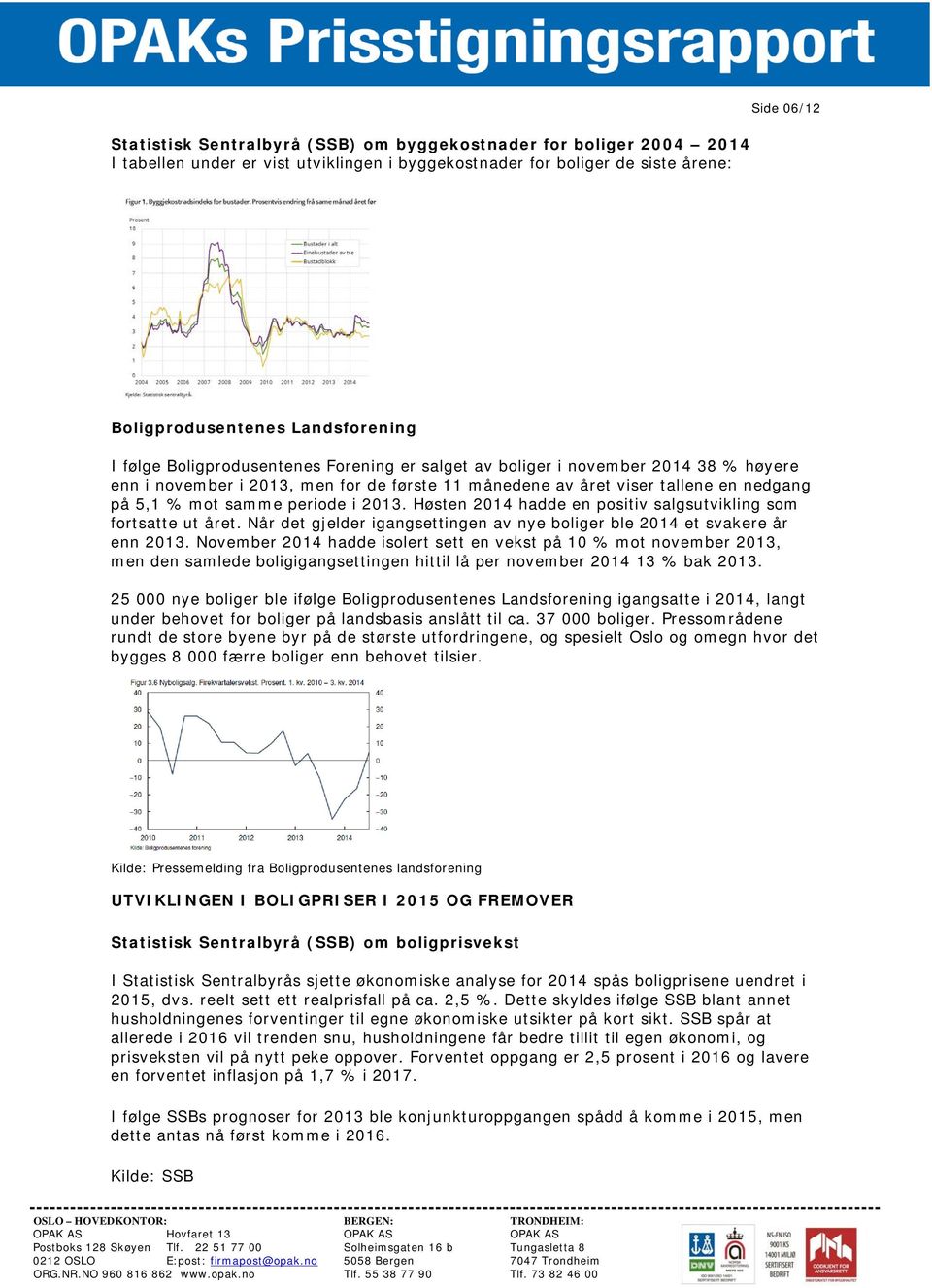 2013. Høsten 2014 hadde en positiv salgsutvikling som fortsatte ut året. Når det gjelder igangsettingen av nye boliger ble 2014 et svakere år enn 2013.