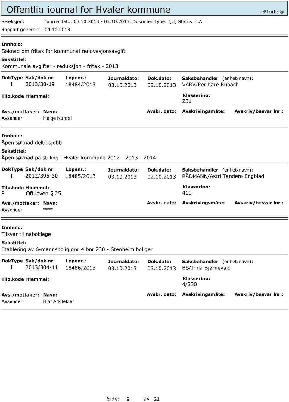 2014 2012/395-30 18485/2013 RÅDMANN/Astri Tanderø Engblad Tilg.kode P Hjemmel: Off.