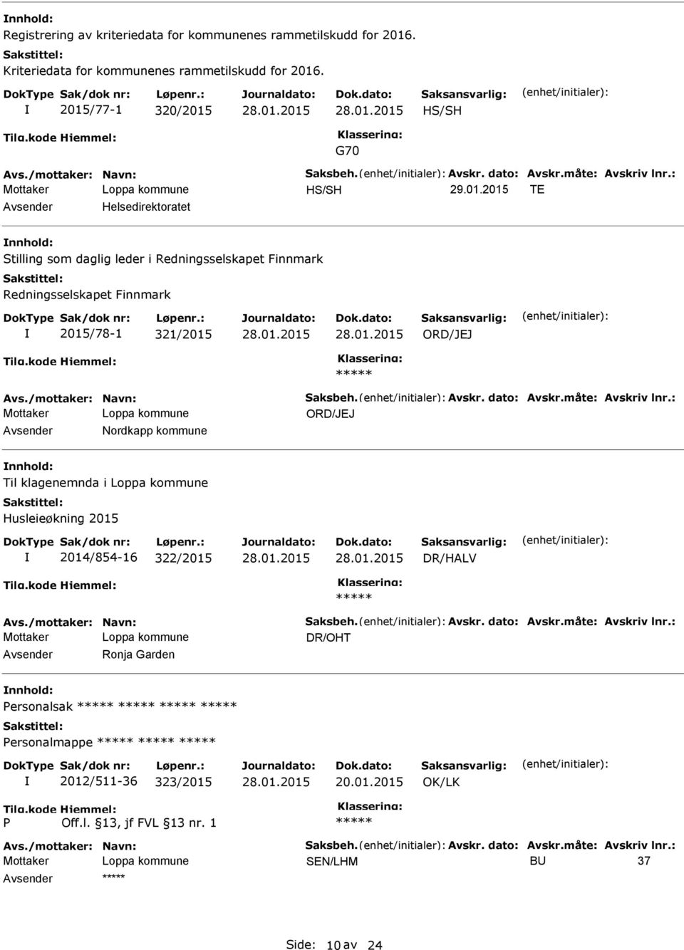 /mottaker: Navn: Saksbeh. Avskr. dato: Avskr.måte: Avskriv lnr.: ORD/JEJ Avsender Nordkapp kommune nnhold: Til klagenemnda i Loppa kommune Husleieøkning 2015 2014/854-16 322/2015 Avs.