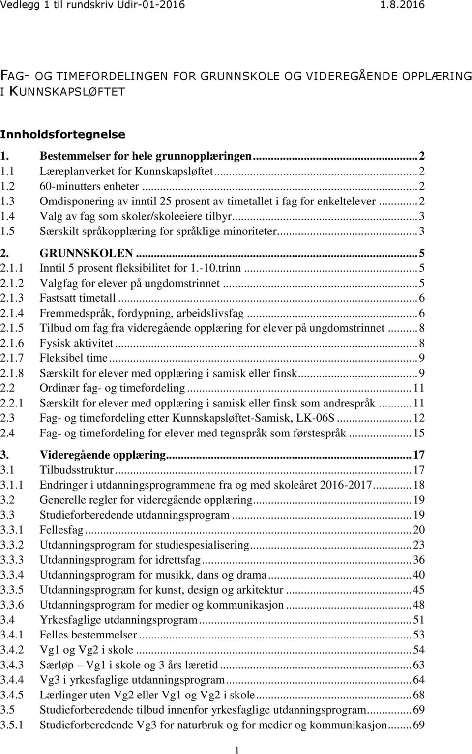 GRUNNSKOLEN... 5 2.1.1 Inntil 5 prosent fleksibilitet for 1.-10.trinn... 5 2.1.2 Valgfag for elever på ungdomstrinnet... 5 2.1.3 Fastsatt timetall... 6 2.1.4 Fremmedspråk, fordypning, arbeidslivsfag.