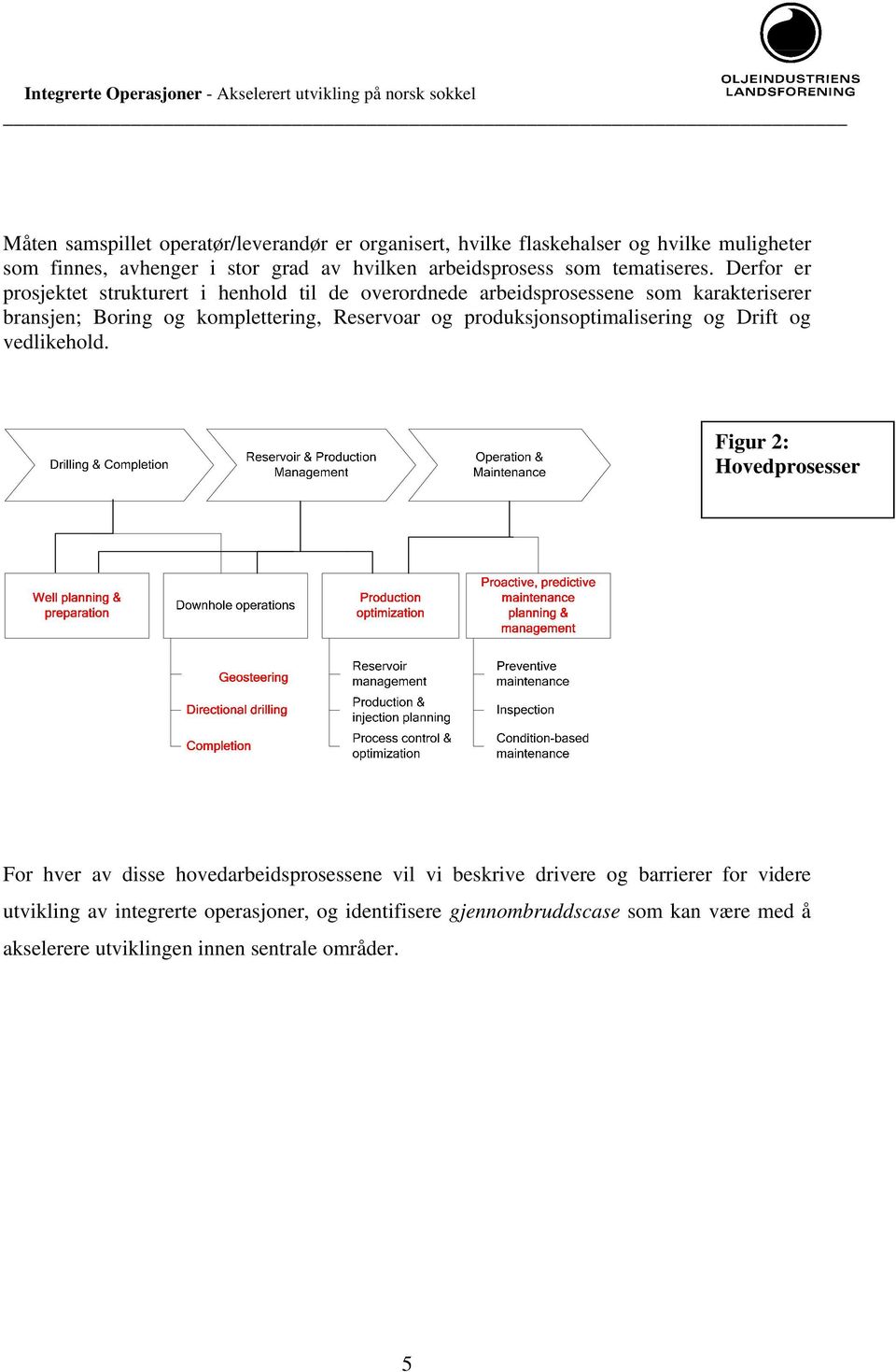 Derfor er prosjektet strukturert i henhold til de overordnede arbeidsprosessene som karakteriserer bransjen; Boring og komplettering, Reservoar og