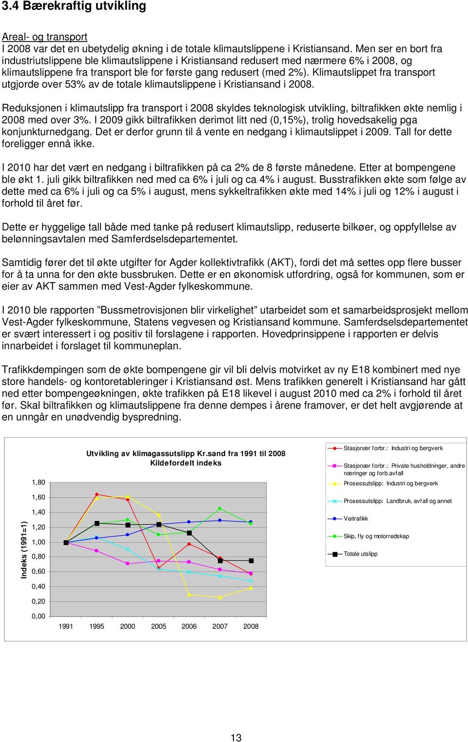 Klimautslippet fra transport utgjorde over 53% av de totale klimautslippene i Kristiansand i 2008.