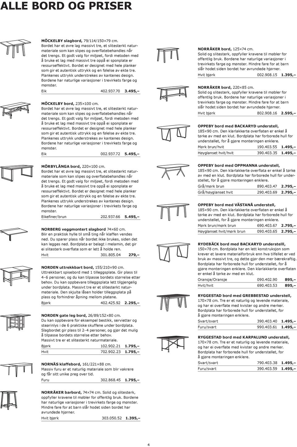 Bordet er designet med hele planker som gir et autentisk uttrykk og en følelse av ekte tre. Plankenes uttrykk understrekes av kantenes design.