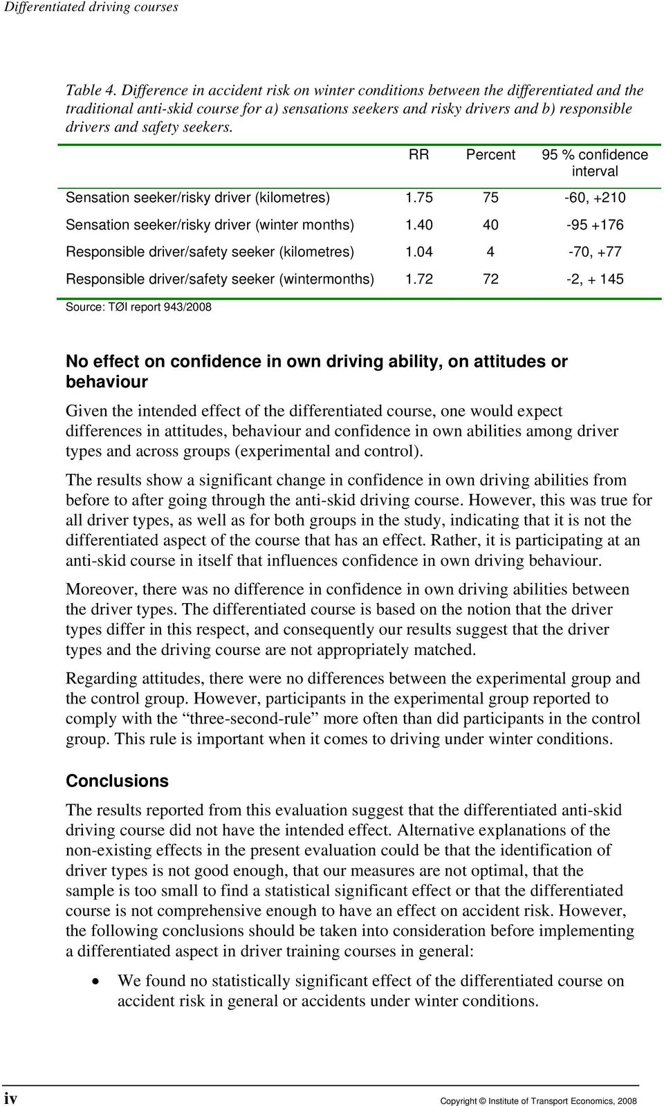 seekers. RR Percent 95 % confidence interval Sensation seeker/risky driver (kilometres) 1.75 75-60, +210 Sensation seeker/risky driver (winter months) 1.