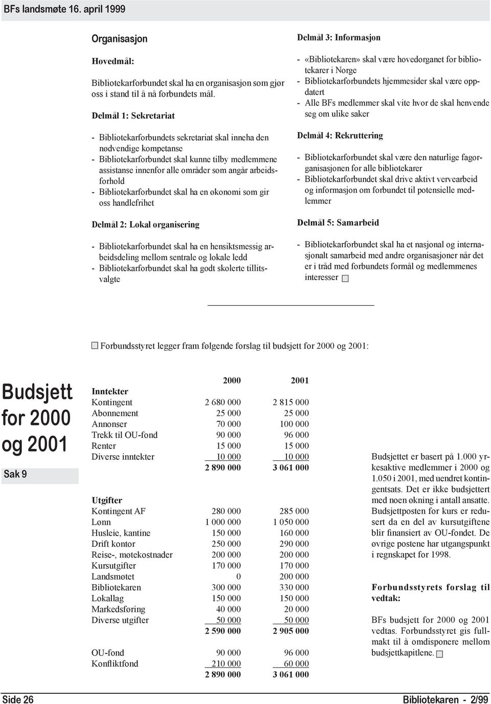 arbeidsforhold - Bibliotekarforbundet skal ha en økonomi som gir oss handlefrihet Delmål 2: Lokal organisering - Bibliotekarforbundet skal ha en hensiktsmessig arbeidsdeling mellom sentrale og lokale