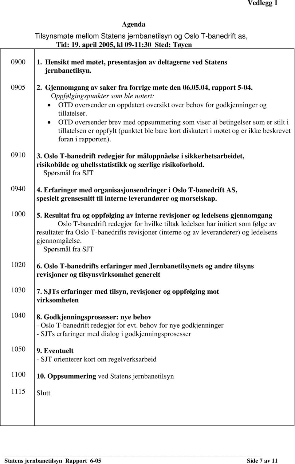 Oppfølgingspunkter som ble notert: OTD oversender en oppdatert oversikt over behov for godkjenninger og tillatelser.