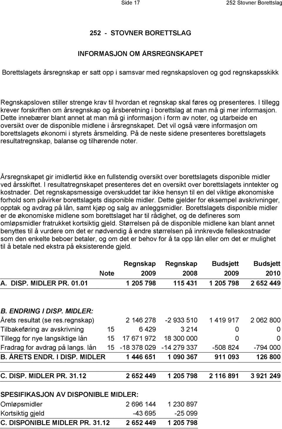 Dette innebærer blant annet at man må gi informasjon i form av noter, og utarbeide en oversikt over de disponible midlene i årsregnskapet.