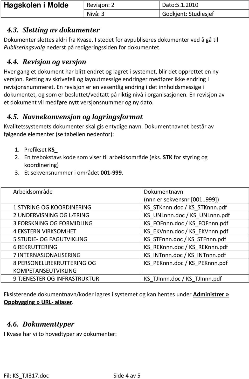 En revisjon er en vesentlig endring i det innholdsmessige i dokumentet, og som er besluttet/vedtatt på riktig nivå i organisasjonen.