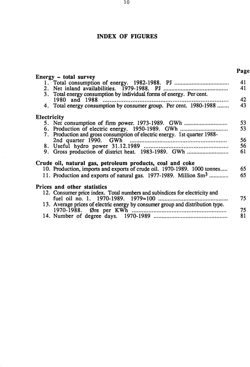 19501989. GWh 53 7. Production and gross consumption of electric energy. 1st quarter 1988 nd quarter 1990. GWh 56 8. Useful hydro power 31.1.1989 56 9. Gross production of district heat. 19831989.