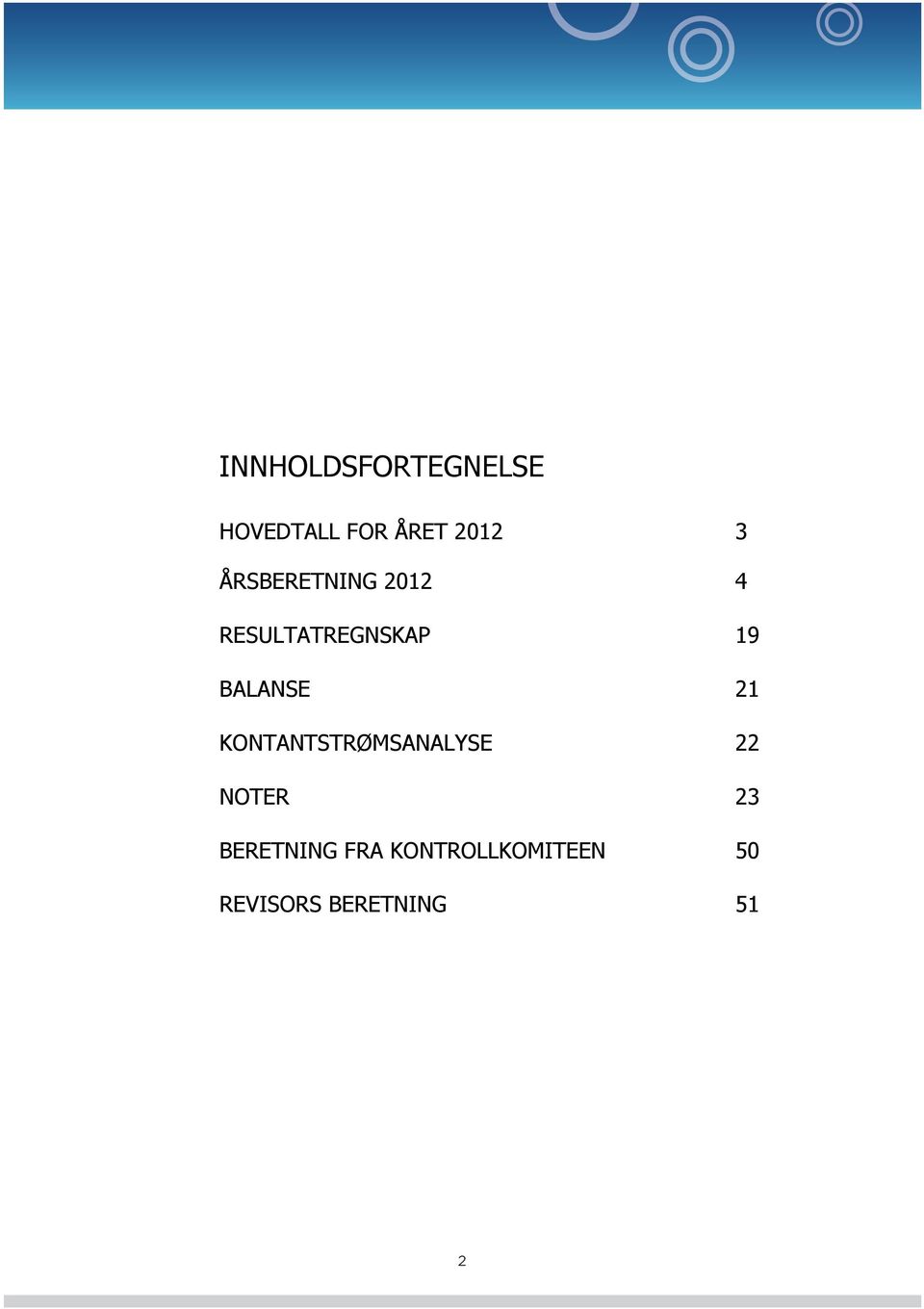 FRA KONTROLLKOMITEEN ÅRSBERETNING 2012 50 4 REVISORS BERETNING RESULTATREGNSKAP 51 19 BALANSE