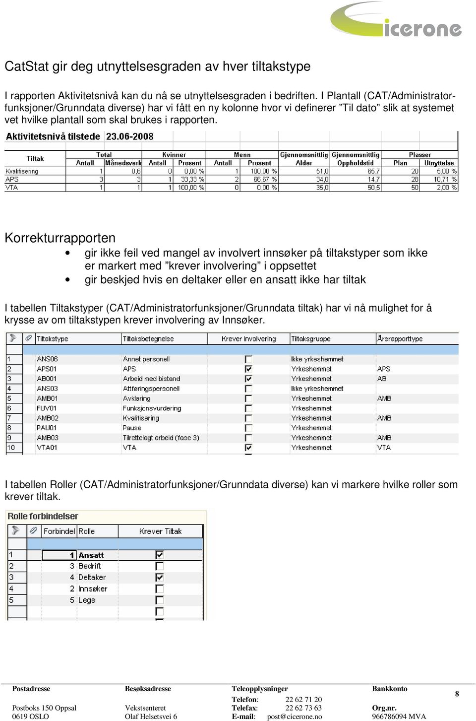 Korrekturrapporten gir ikke feil ved mangel av involvert innsøker på tiltakstyper som ikke er markert med krever involvering i oppsettet gir beskjed hvis en deltaker eller en ansatt ikke har