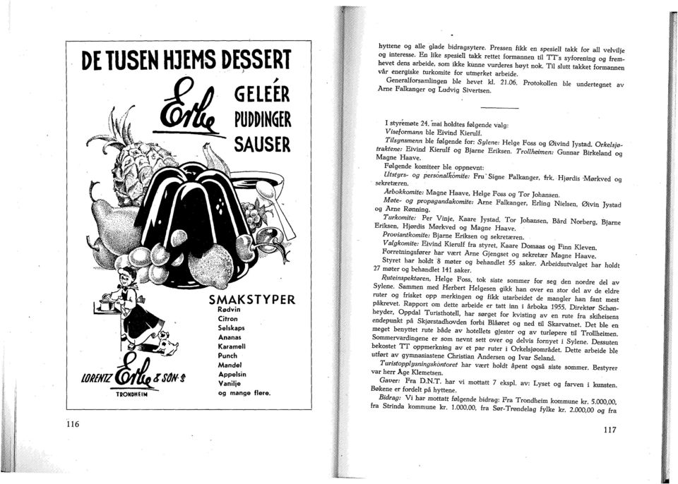 Til slutt takket formannen var energiske turkomite for utmerket arbeide. Generalforsamlingen ble hevet kl. 21.06. Protokollen ble undertegnet av Arne Falkanger og Ludvig Sivertsen. I styremøte 24.