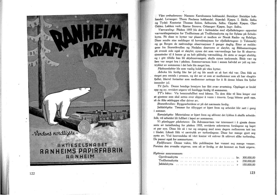 Værvarsling: Påsken 1955'ble det i forbindelse med «fjellsikringen» opprettet vservarslingsstasjon for Trollheimen på Trollheimshytta og for Sylene på Schulzhytta.