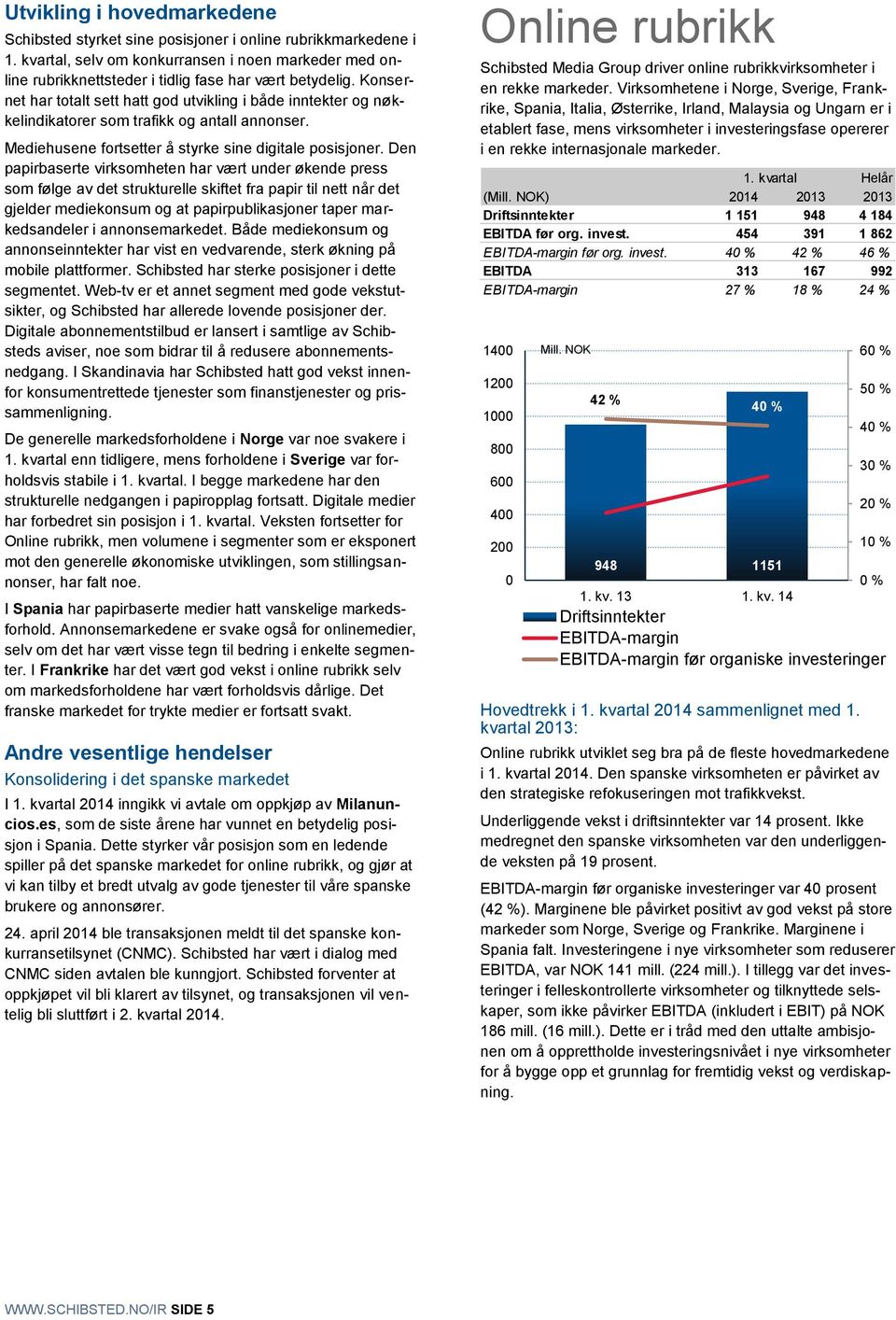 Den papirbaserte virksomheten har vært under økende press som følge av det strukturelle skiftet fra papir til nett når det gjelder mediekonsum og at papirpublikasjoner taper markedsandeler i