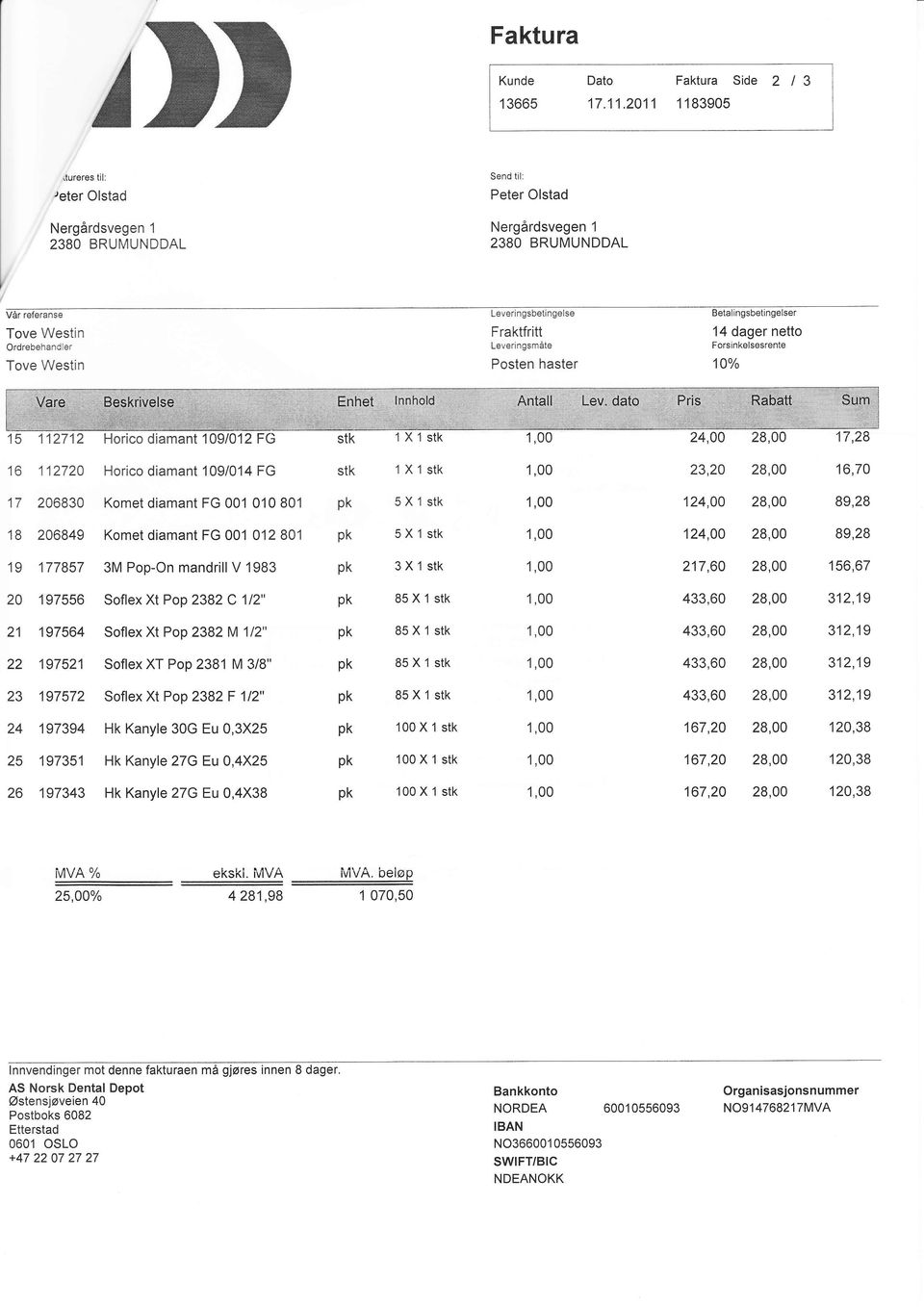 diamant'109/012 FG stk 1X1stk 24,00 17,28 16 112720 Horico diamant 109/014 FG stk 1X1stk 23,20 16,70 17 206830 Komet diamant FG 001 010 801 124,00 89,28 18 206849 Komet diamant FG 001 012 801 124,00