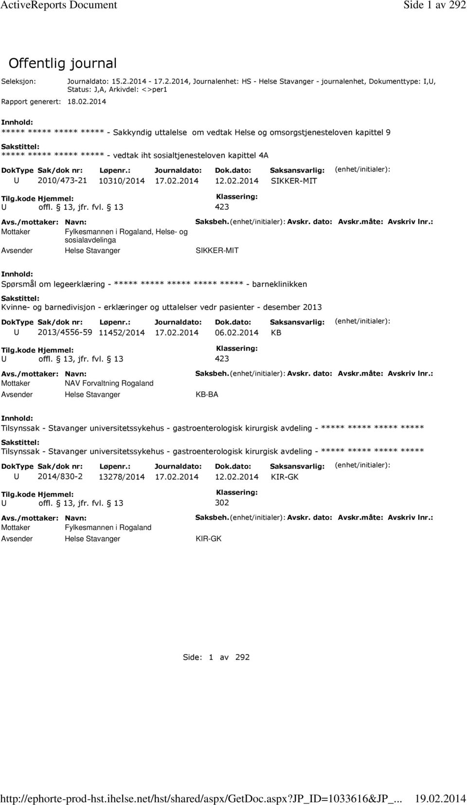 2014 - Sakkyndig uttalelse om vedtak Helse og omsorgstjenesteloven kapittel 9 - vedtak iht sosialtjenesteloven kapittel 4A 2010/473-21 10310/2014 12.02.2014 SKKER-MT offl. 13, jfr. fvl.