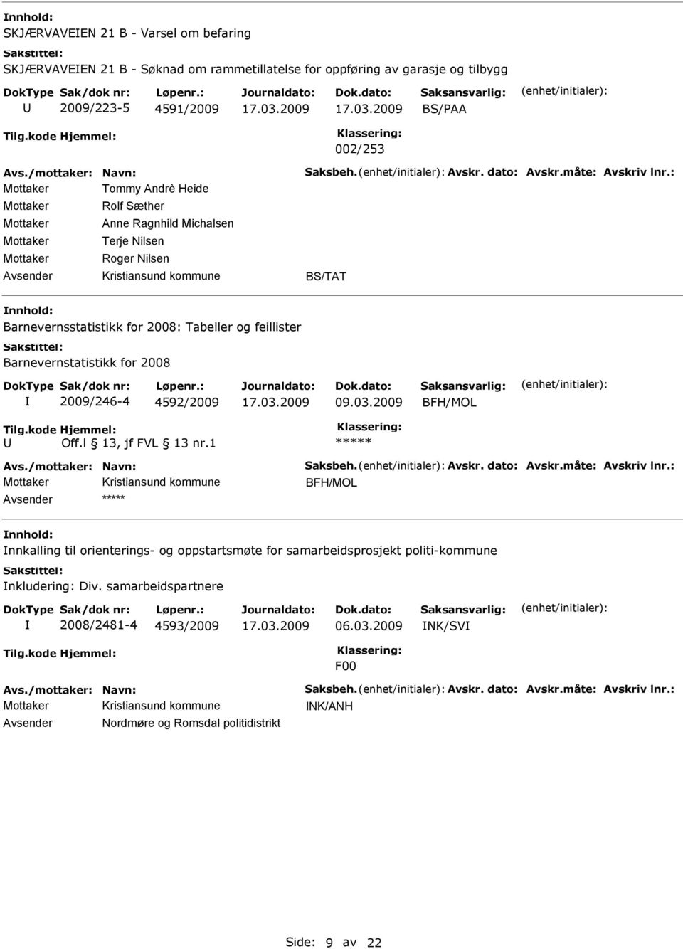 : Mottaker Tommy Andrè Heide Mottaker Mottaker Mottaker Mottaker Rolf Sæther Anne Ragnhild Michalsen Terje Nilsen Roger Nilsen BS/TAT Barnevernsstatistikk for 2008: Tabeller og feillister