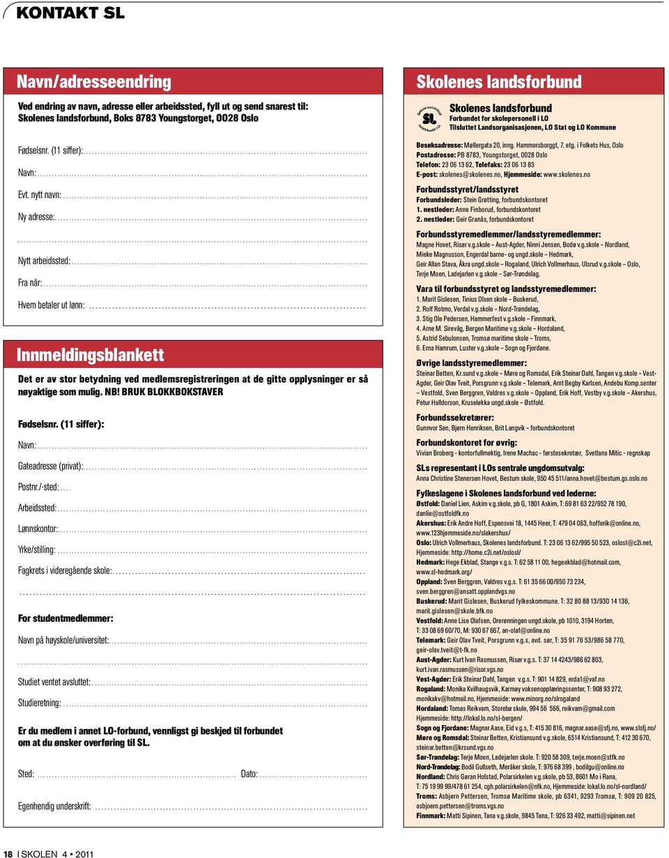 .. Innmeldingsblankett Det er av stor betydning ved medlems registreringen at de gitte opplysninger er så nøyaktige som mulig. NB! Bruk blokkbokstaver Fødselsnr. (11 siffer): Navn:.