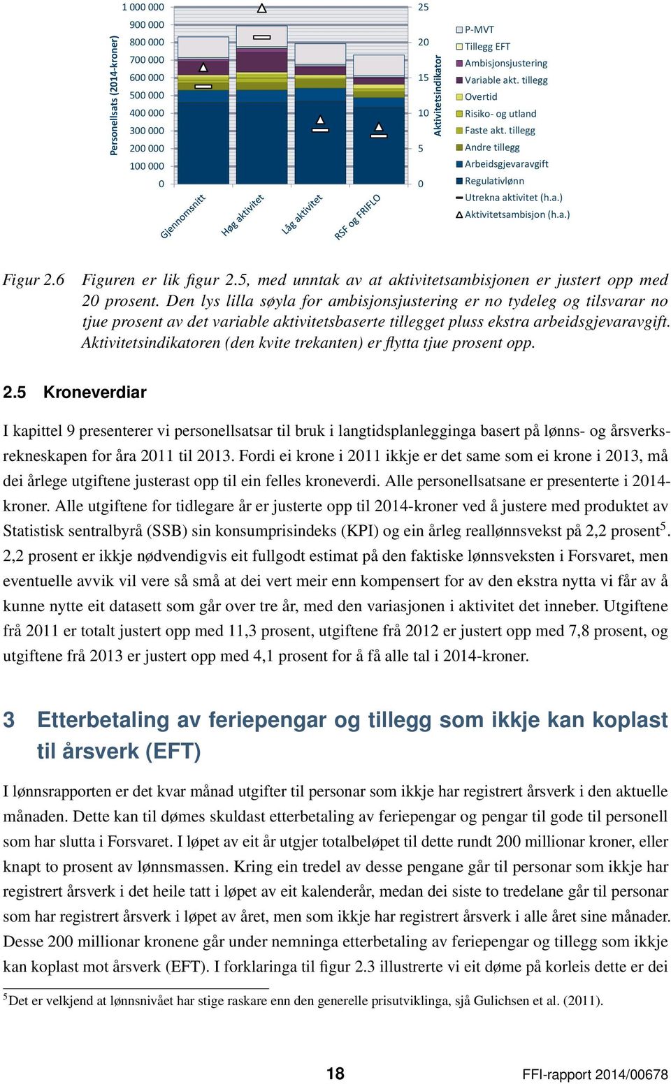 5, med unntak av at aktivitetsambisjonen er justert opp med 20 prosent.