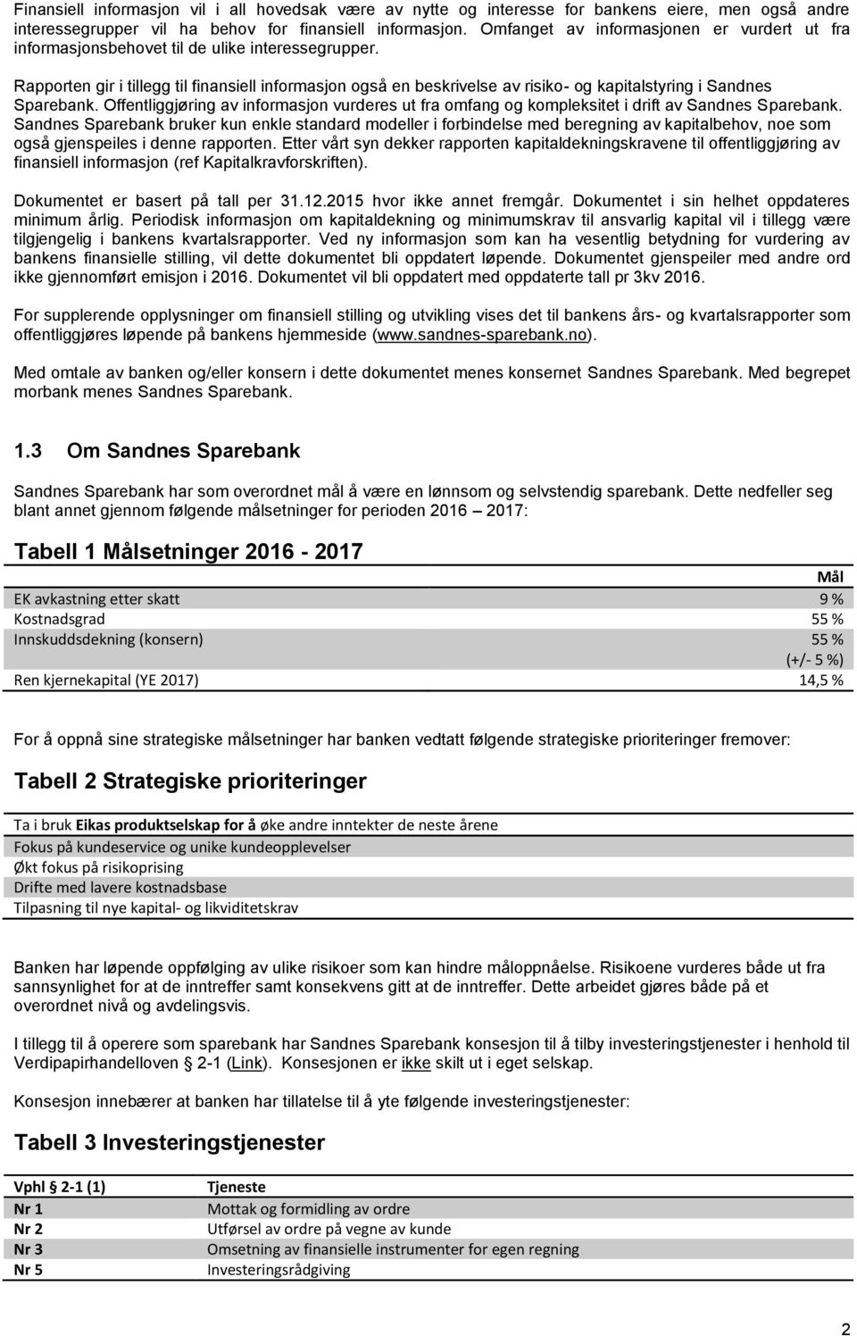Rapporten gir i tillegg til finansiell informasjon også en beskrivelse av risiko- og kapitalstyring i Sandnes Sparebank.