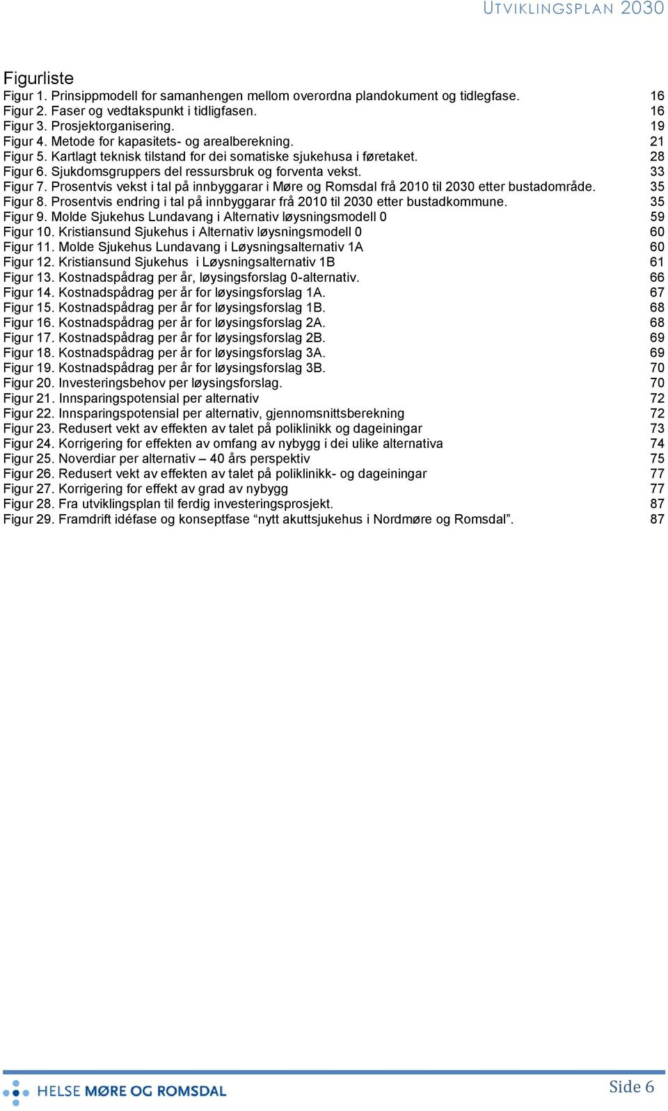 Prosentvis vekst i tal på innbyggarar i Møre og Romsdal frå 2010 til 2030 etter bustadområde. 35 Figur 8. Prosentvis endring i tal på innbyggarar frå 2010 til 2030 etter bustadkommune. 35 Figur 9.