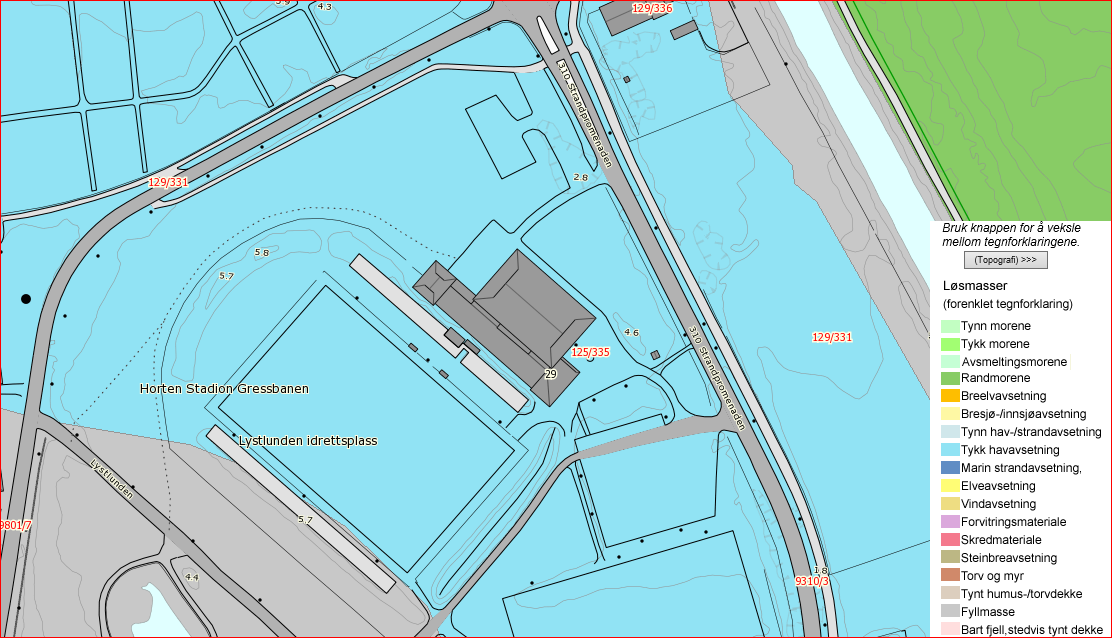 Side 10 av 14 Figur 8 under viser løsmassekart. Kartet viser at grunnen består av tykk havavsetning.