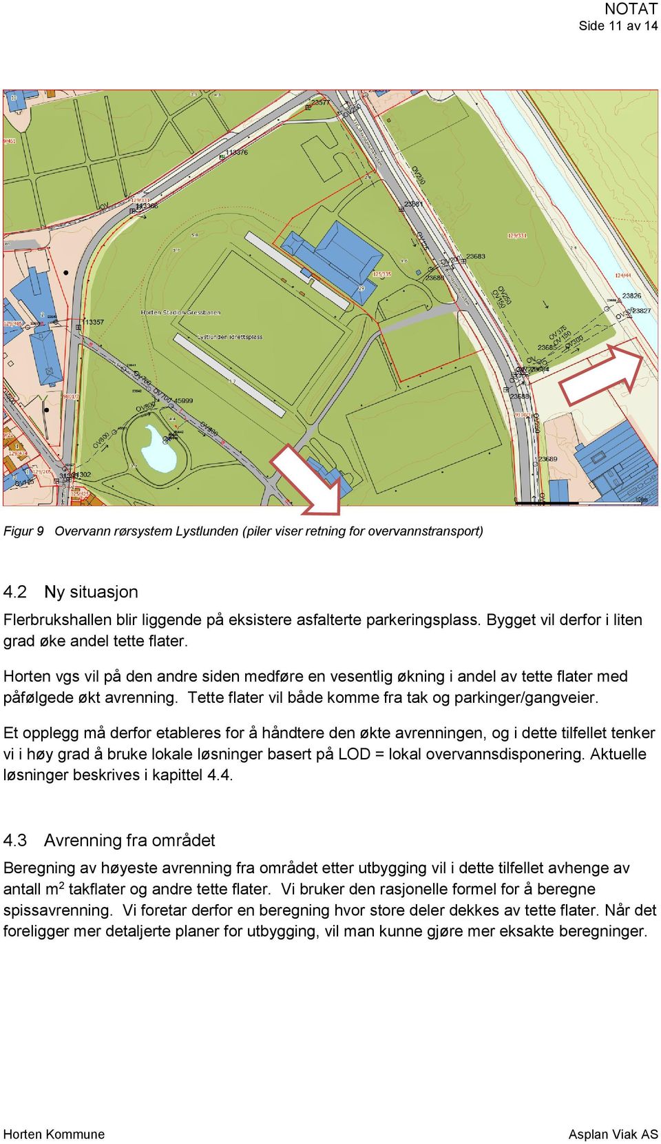 Tette flater vil både komme fra tak og parkinger/gangveier.