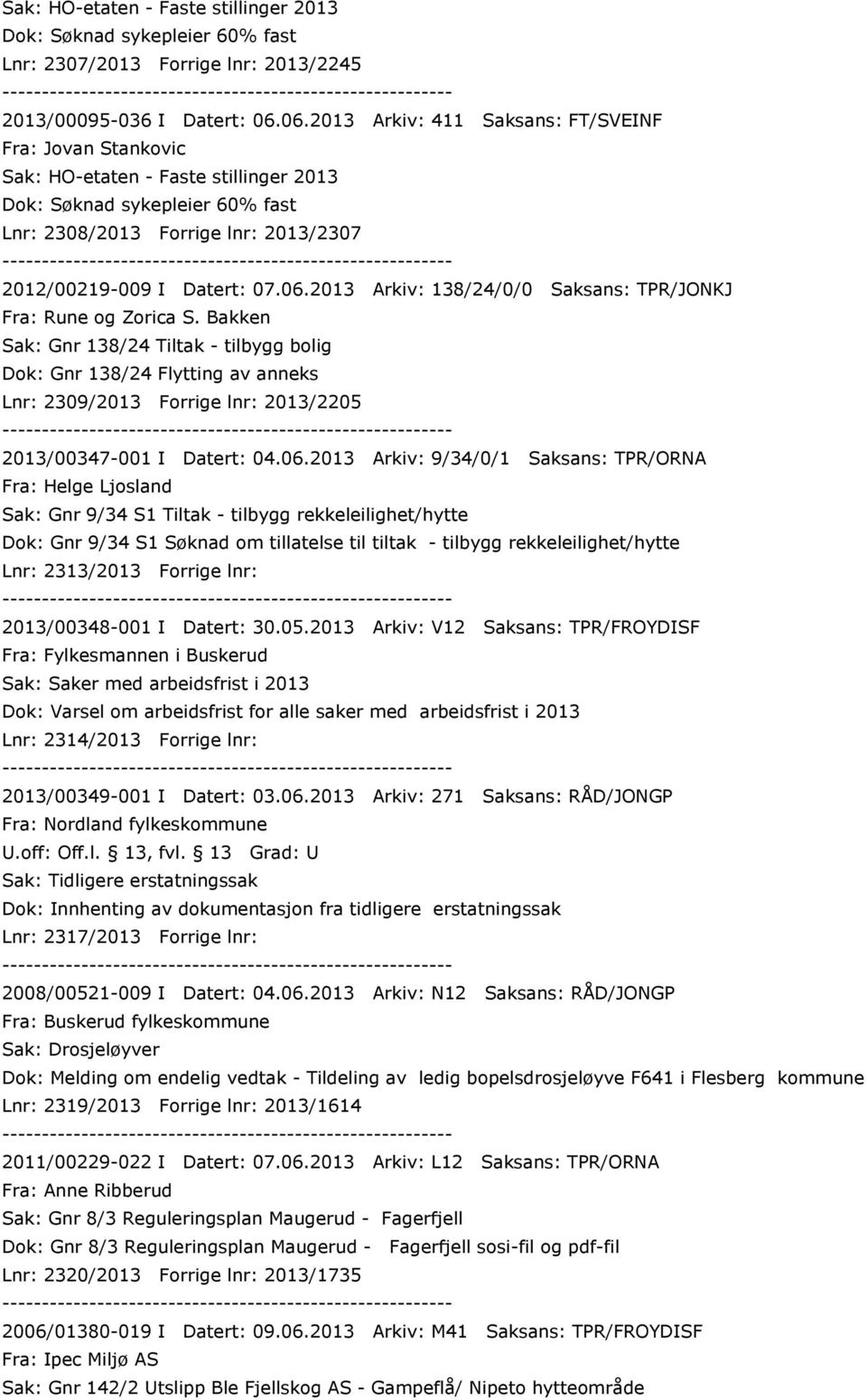 Bakken Sak: Gnr 138/24 Tiltak - tilbygg bolig Dok: Gnr 138/24 Flytting av anneks Lnr: 2309/2013 Forrige lnr: 2013/2205 2013/00347-001 I Datert: 04.06.