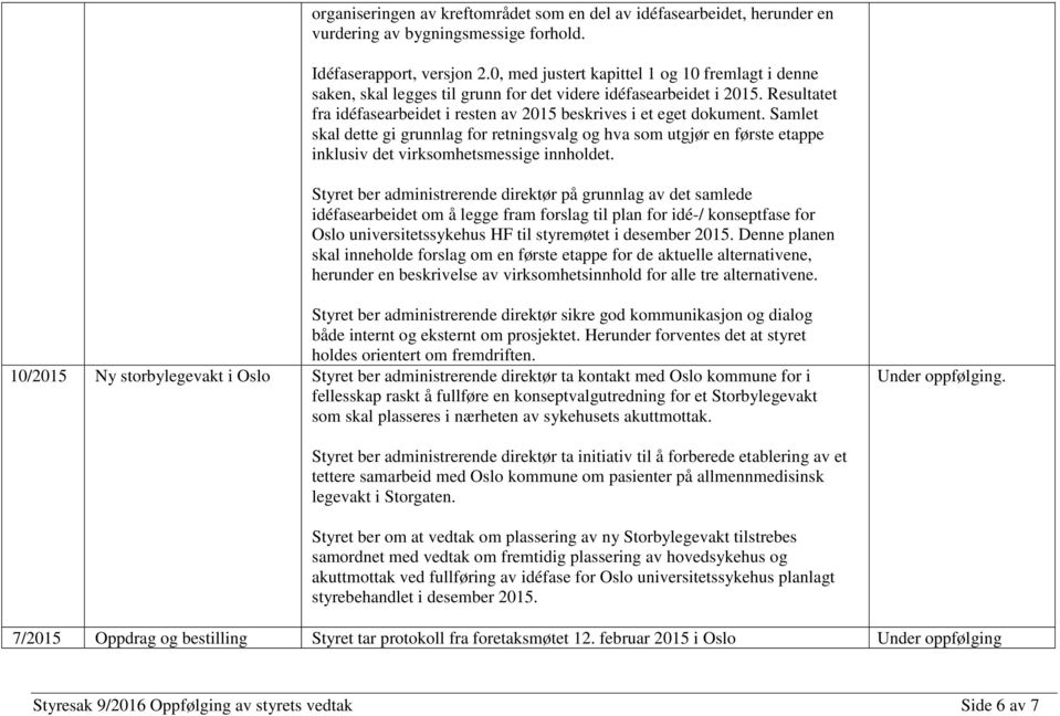 Samlet skal dette gi grunnlag for retningsvalg og hva som utgjør en første etappe inklusiv det virksomhetsmessige innholdet.