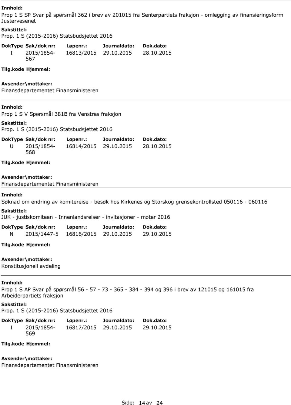 grensekontrollsted 050116-060116 JUK - justiskomiteen - nnenlandsreiser - invitasjoner - møter 2016 N 2015/1447-5 16816/2015 Konstitusjonell avdeling