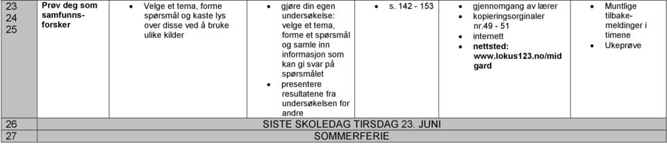 svar på spørsmålet presentere resultatene fra undersøkelsen for andre 26 SISTE SKOLEDAG TIRSDAG 23.