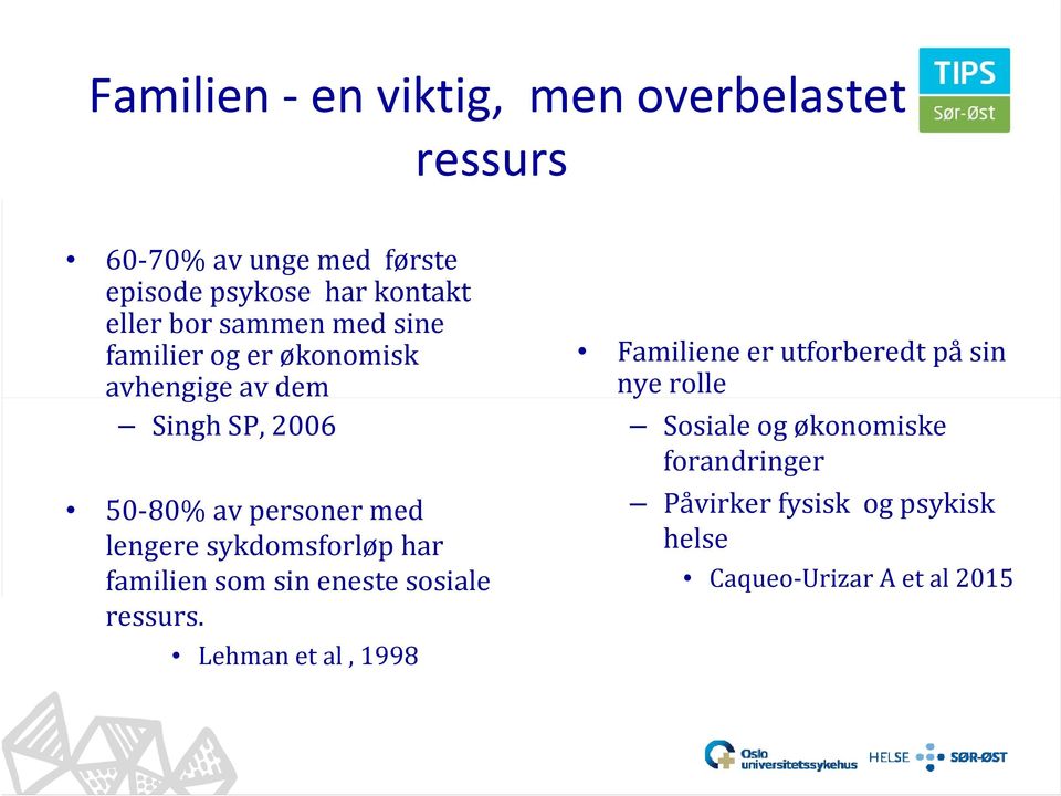 lengere sykdomsforløp har familien som sin eneste sosiale ressurs.