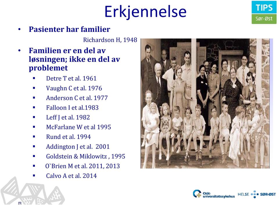 1976 Anderson C et al. 1977 Falloon I et al.1983 Leff J et al.