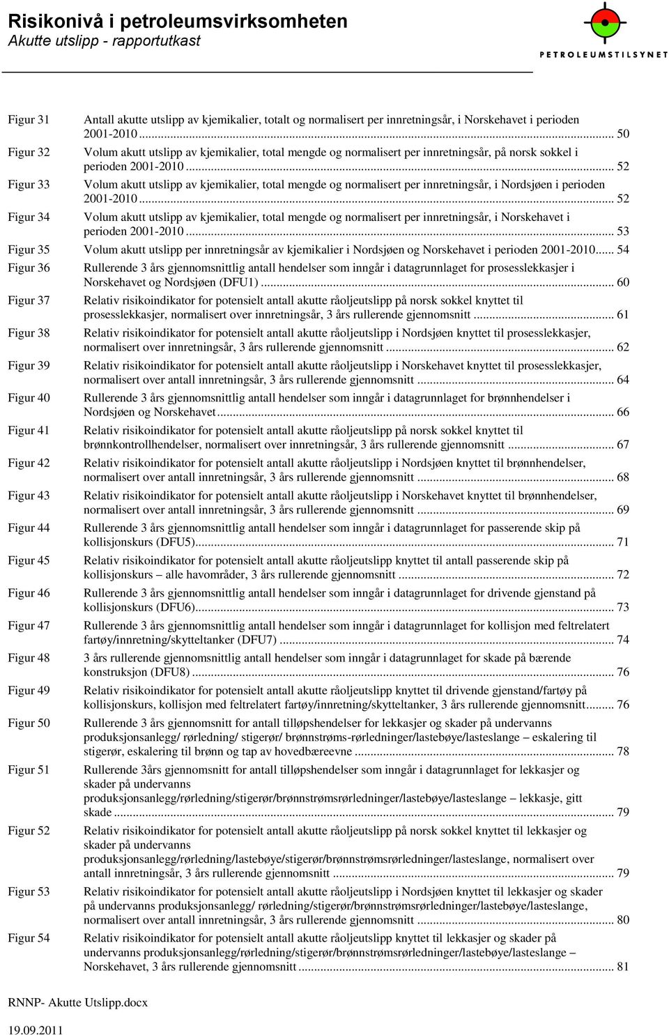 .. 52 Volum akutt utslipp av kjemikalier, total mengde og normalisert per innretningsår, i Nordsjøen i perioden 2001-2010.