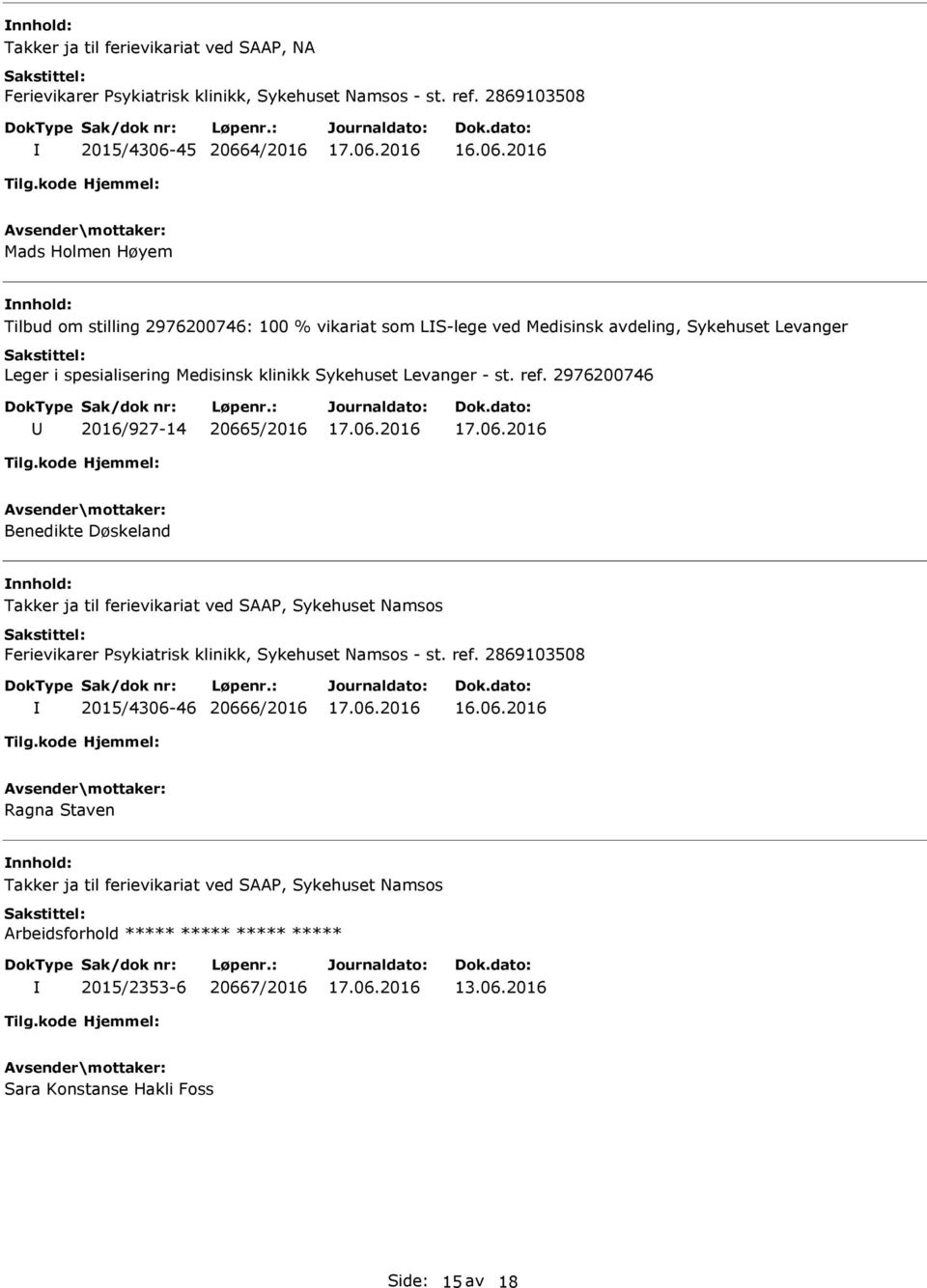 spesialisering Medisinsk klinikk Sykehuset Levanger - st. ref.