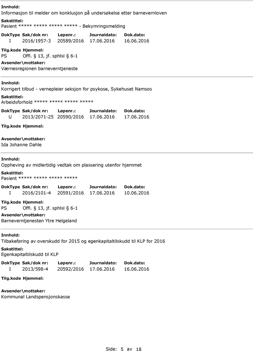 Oppheving av midlertidig vedtak om plassering utenfor hjemmet 2016/2101-4 20591/2016 10.06.