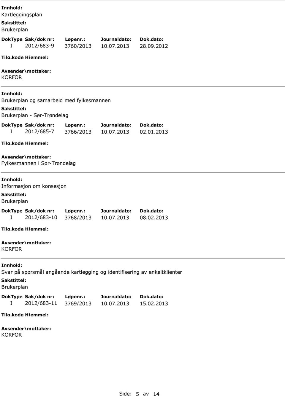 01.2013 Fylkesmannen i Sør-Trøndelag nformasjon om konsesjon Brukerplan 2012/683-10 3768/2013 08.