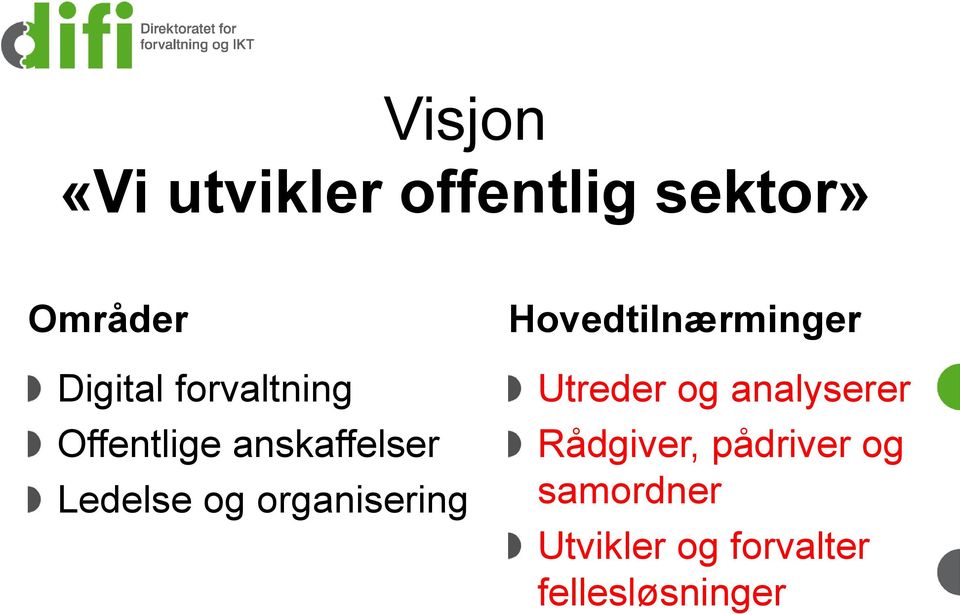 organisering Hovedtilnærminger Utreder og analyserer