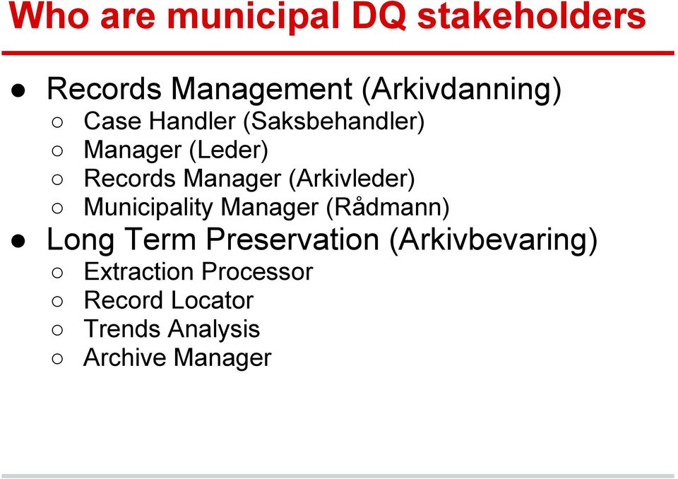 (Arkivleder) Municipality Manager (Rådmann) Long Term Preservation