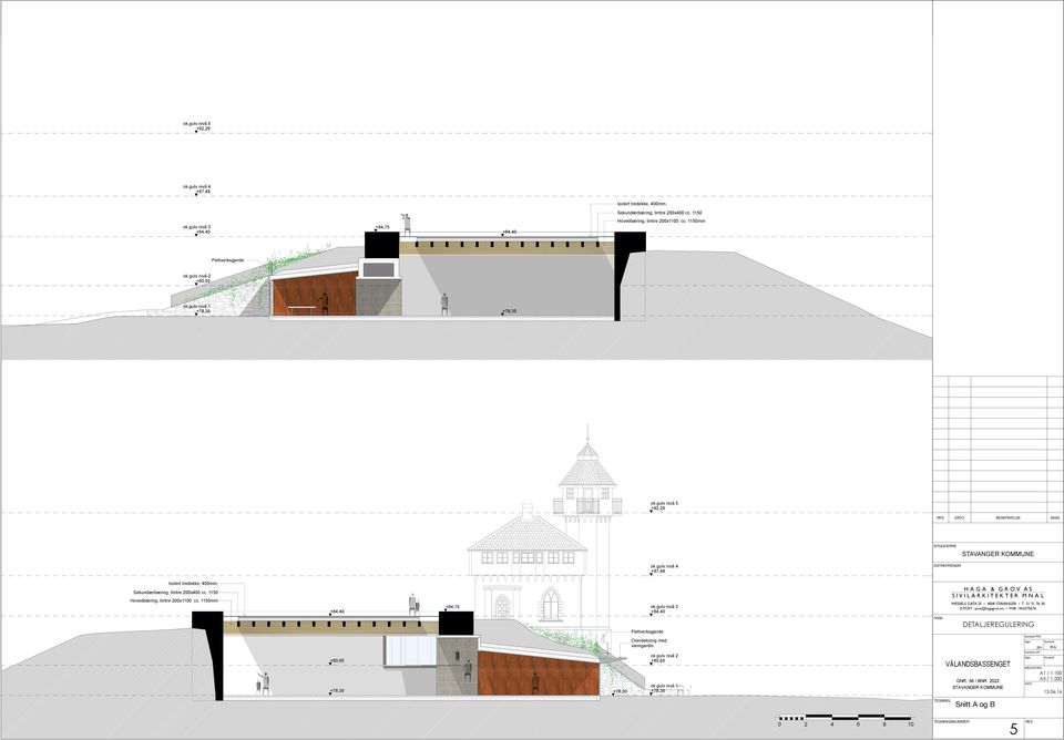 Sekundærbæring, limtre 200x400 cc. 1150 Hovedbæring, limtre 200x1100 cc. 1150mm ok.