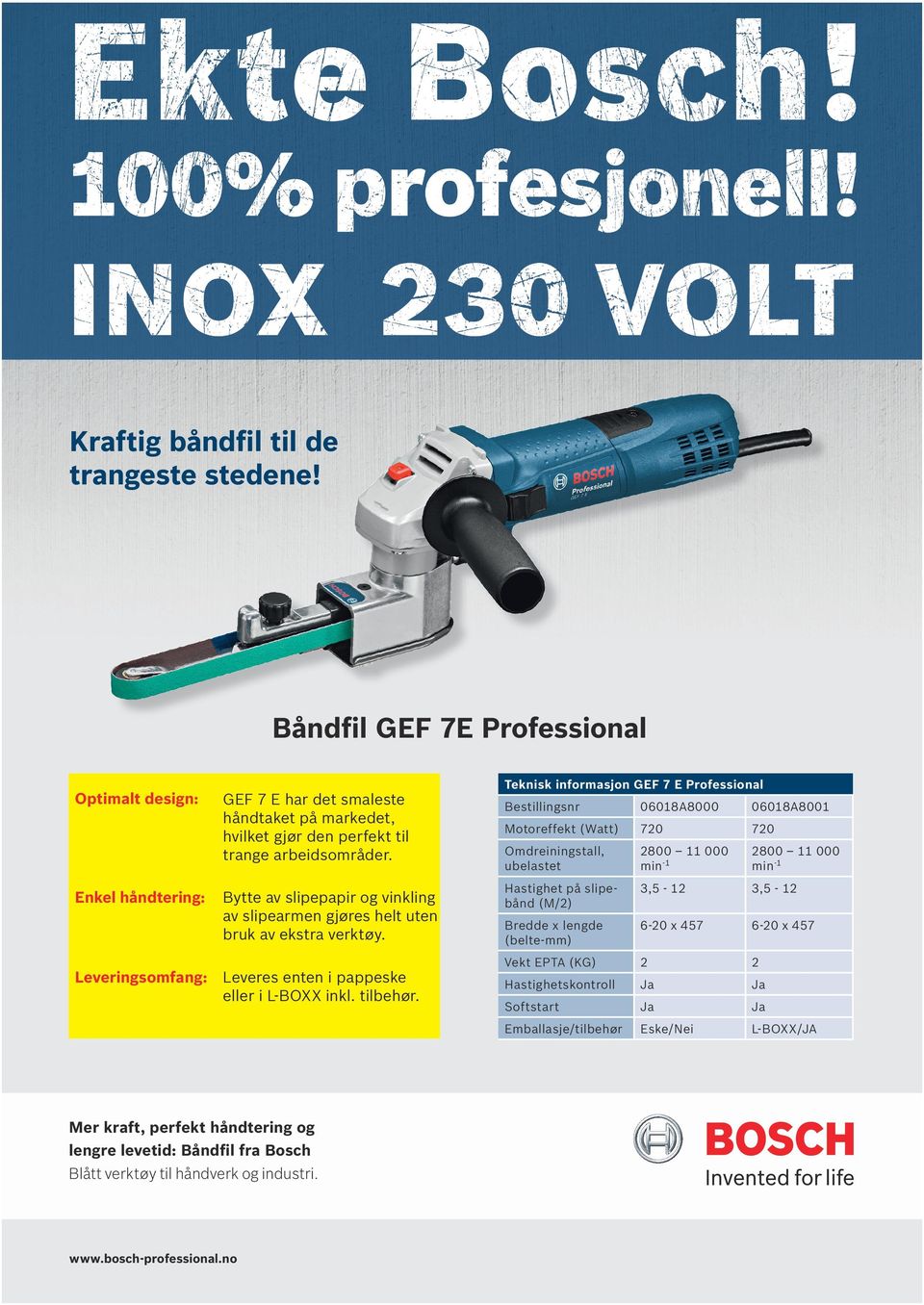 Bytte av slipepapir og vinkling av slipearmen gjøres helt uten bruk av ekstra verktøy. Leveres enten i pappeske eller i L-BOXX inkl. tilbehør.