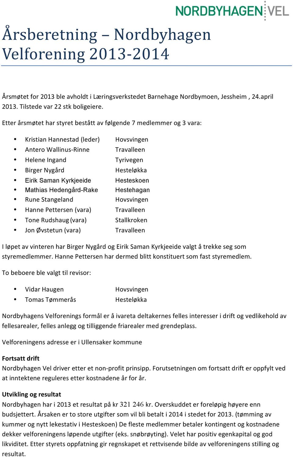 Saman Kyrkjeeide Hesteskoen Mathias Hedengård-Rake Hestehagan Rune Stangeland Hovsvingen Hanne Pettersen (vara) Travalleen Tone Rudshaug (vara) Stallkroken Jon Øvstetun (vara) Travalleen I løpet av