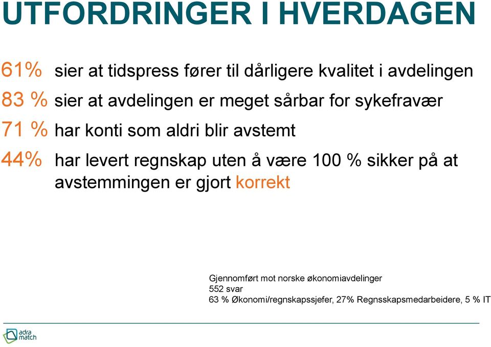 levert regnskap uten å være 100 % sikker på at avstemmingen er gjort korrekt Gjennomført mot