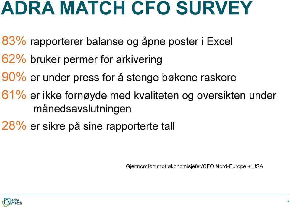 61% er ikke fornøyde med kvaliteten og oversikten under månedsavslutningen 28%