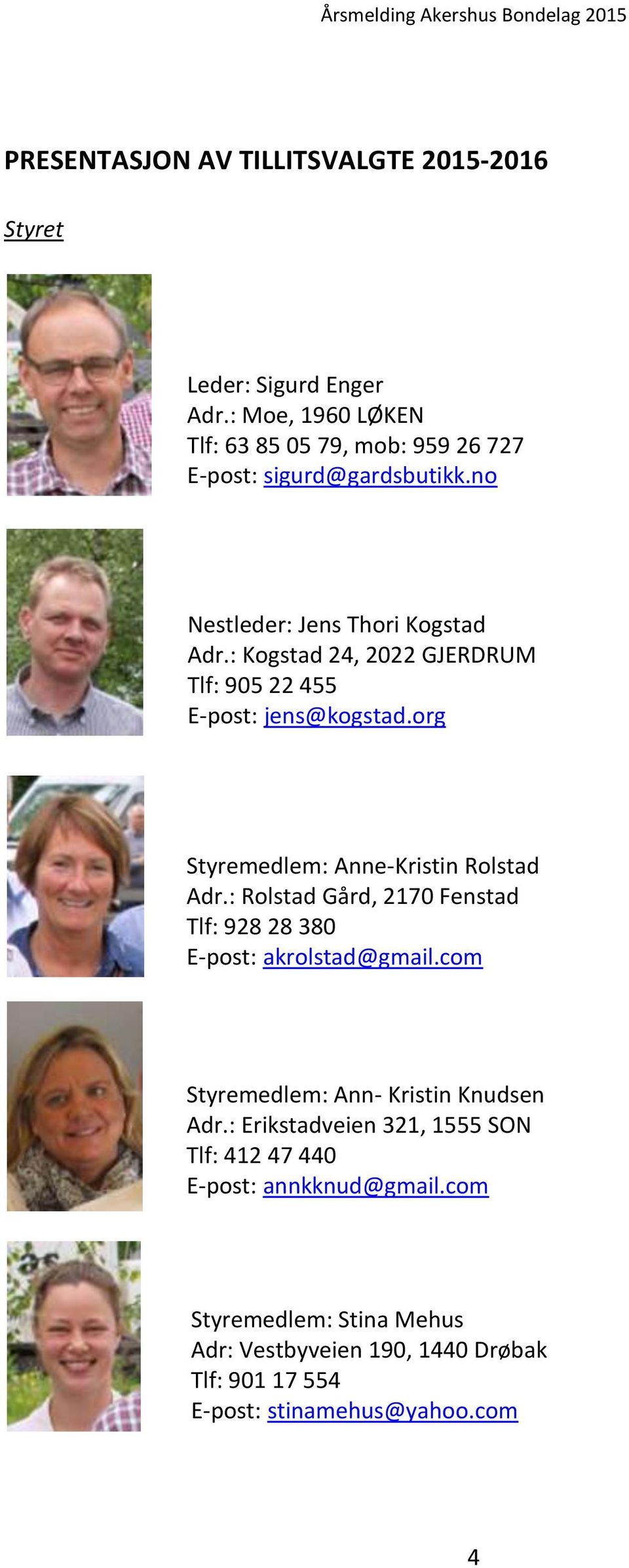 : Kogstad 24, 2022 GJERDRUM Tlf: 905 22 455 E-post: jens@kogstad.org Styremedlem: Anne-Kristin Rolstad Adr.