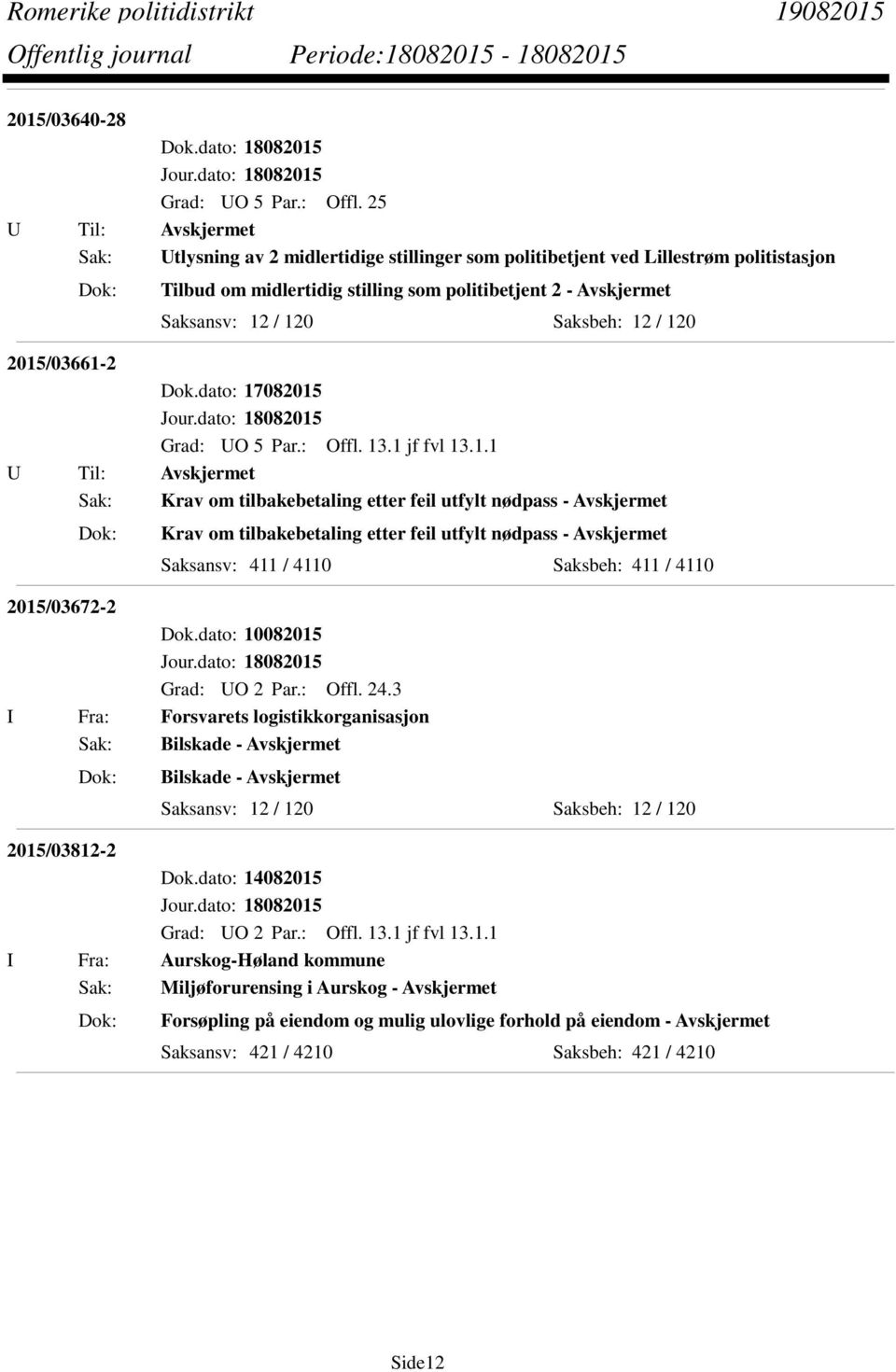 2015/03661-2 Sak: Krav om tilbakebetaling etter feil utfylt nødpass - Avskjermet Krav om tilbakebetaling etter feil utfylt nødpass - Avskjermet Saksansv: 411 / 4110 Saksbeh: 411 / 4110 2015/03672-2